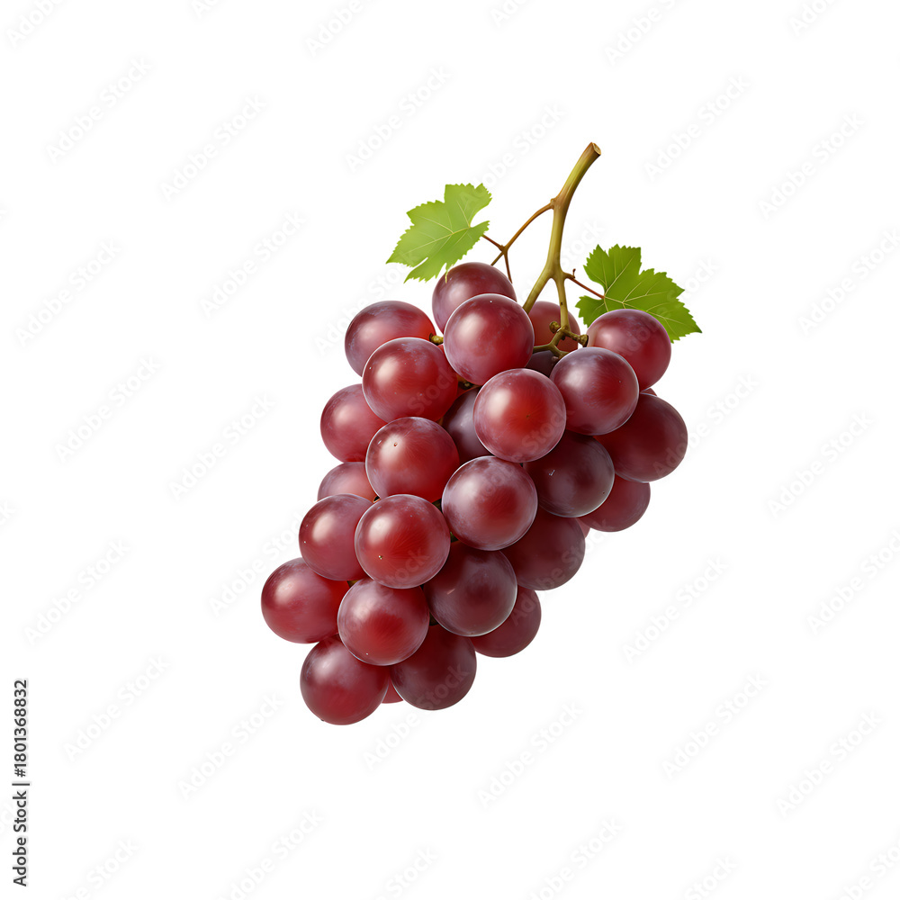 Fototapeta premium Lush Red Grapes Cluster Isolated on Neutral Background