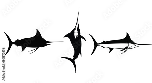 Marlin fish vector illustration silhouette ocean fishing sport art