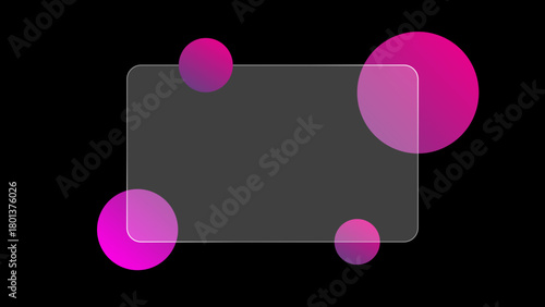 Abstract glassmorphism rectangle with purple translucent circles.