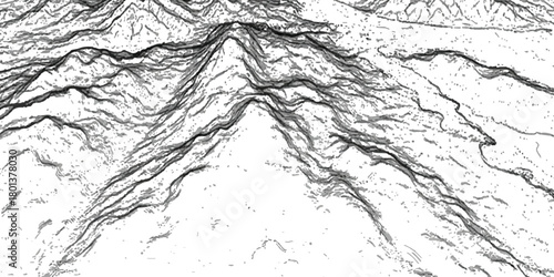 Abstract topographic mountain map with detailed relief lines isolated on transparent background