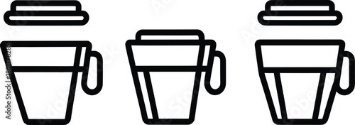 coffee cup silhouette style minimal vector art icon set illustration on a white background.

