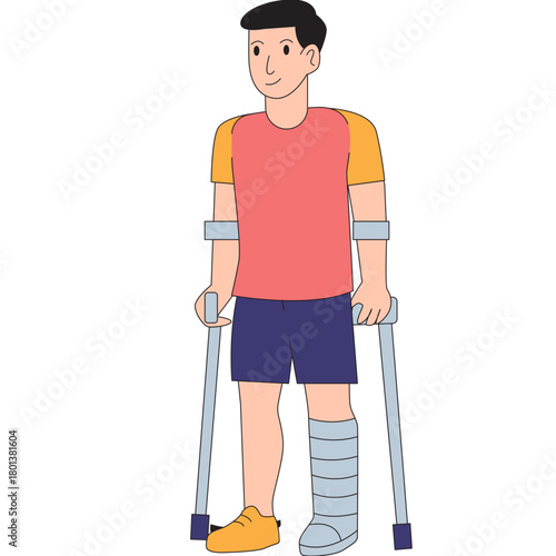 Injured Boy on Crutches