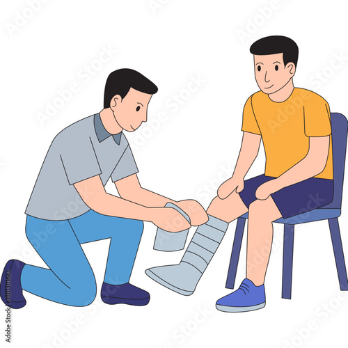 Man Wrapping Leg Bandage