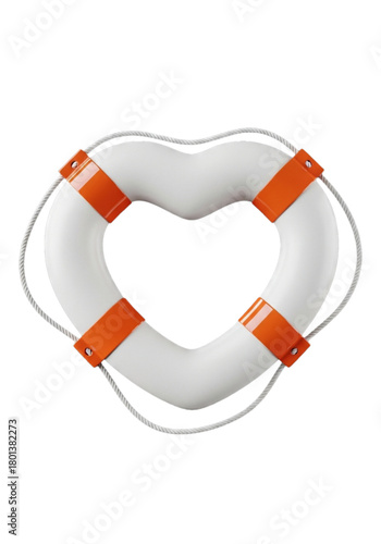 Heart-shaped life preserver isolated on transparent background.