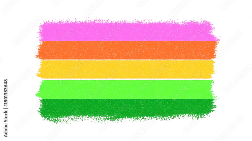 Obraz premium Pink, orange, yellow, light green, and green horizontal brush strokes create vibrant, textured abstract background, evoking creativity and playfulness