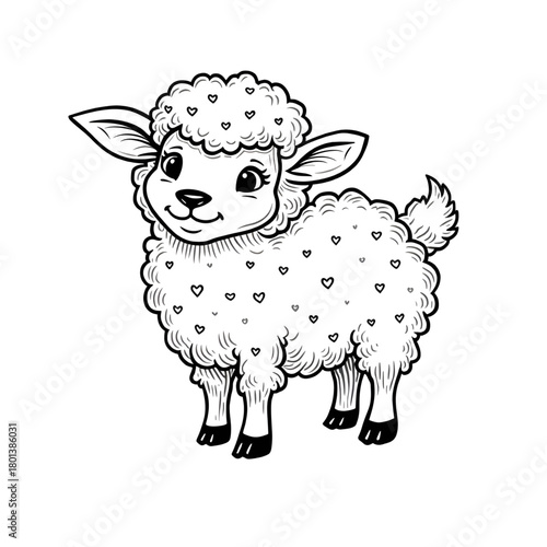 vector illustration of a sheep coloring page 