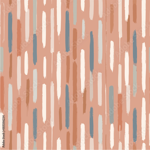 Seamless pattern of bohemian style vertical brushstrokes