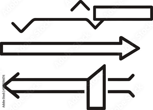 path arrow silhouette style minimal icon set vector art illustration on a white background.
