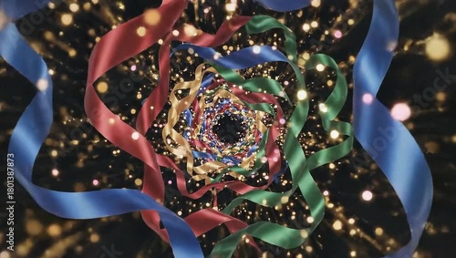 Colorful Ribbons and Twinkling Lights Tunnel.