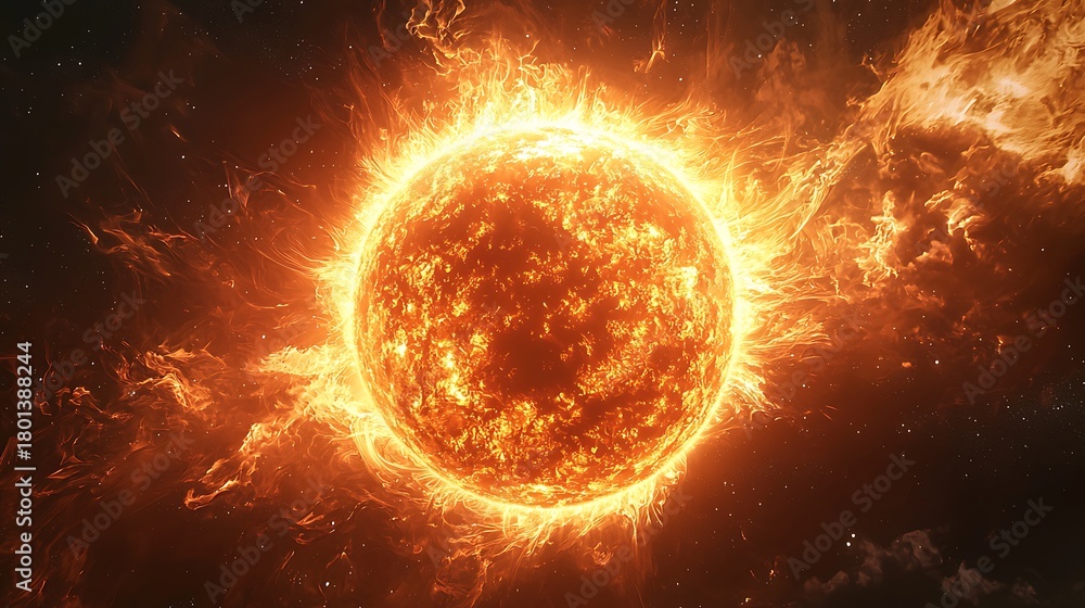 Fototapeta premium Hot Plasma Swirls Surrounding Energetic Star Body high resolution picture