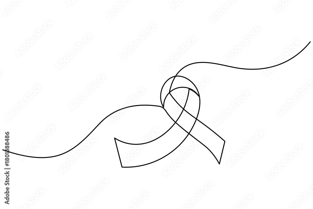 Obraz premium World aids day ribbon one line drawing minimalist style vector illustration 