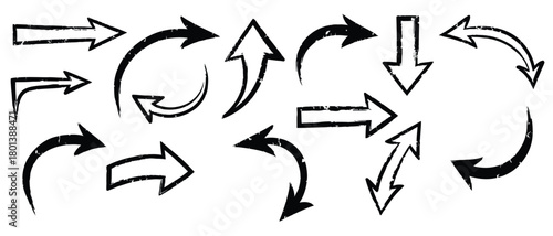 Collection of hand drawn arrows pointing in different directions