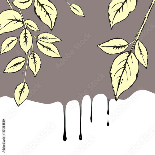 Autumn Tree with Falling Leaves Vector Illustration