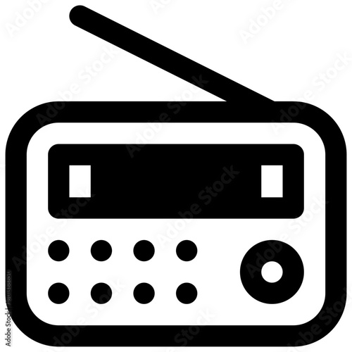 Emergency radio. Outlined stroke vector icon with black-filled details.