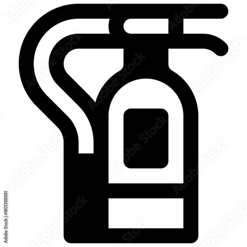 Fire extinguisher. Outlined stroke vector icon with black-filled details.