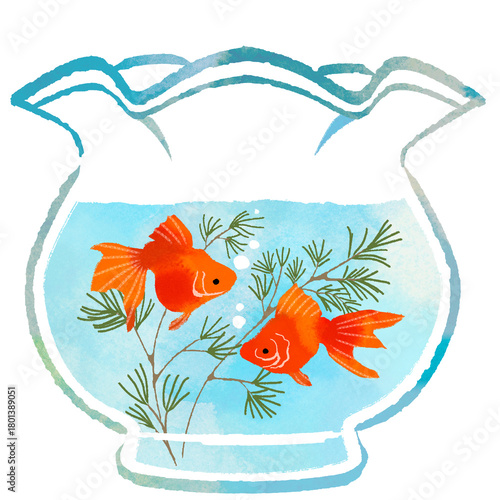金魚鉢のイラスト