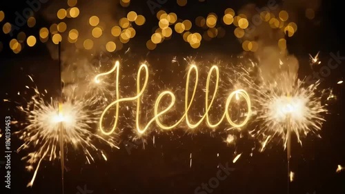 Wallpaper Mural Hello written with sparklers Torontodigital.ca