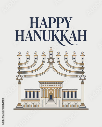 Happy Hanukkah Menorah Jewish Festival Temple Celebration
