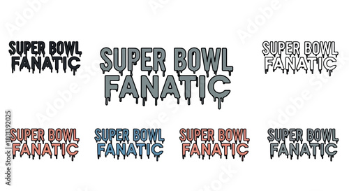 Super Bowl fanatic text with dripping effect