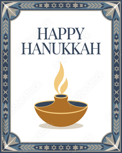 Happy Hanukkah Menorah Jewish Festival of Lights Celebration