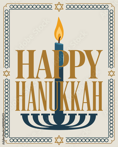 Happy Hanukkah Menorah Jewish Festival of Lights Celebration