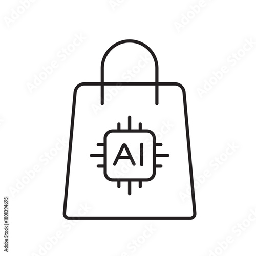 A vector icon representing AI-driven sales using data analytics during holidays, created in line style with editable stroke