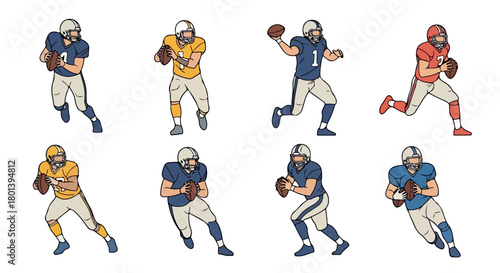 American football players in action poses
