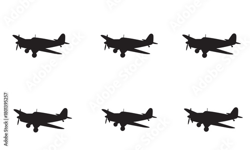 Silhouette of vintage airplanes in a grid with adobe illustrator icon
