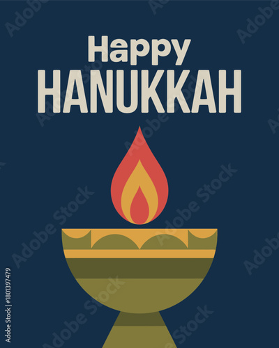 Happy Hanukkah Menorah Jewish Festival of Lights Celebration