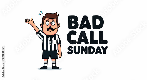 Referee calling bad call with transparent background