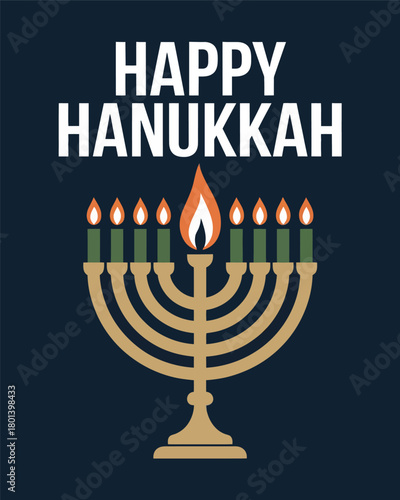 Happy Hanukkah Menorah Jewish Festival of Lights Celebration