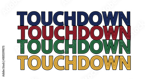 Touchdown word art in sporty colors with transparent background