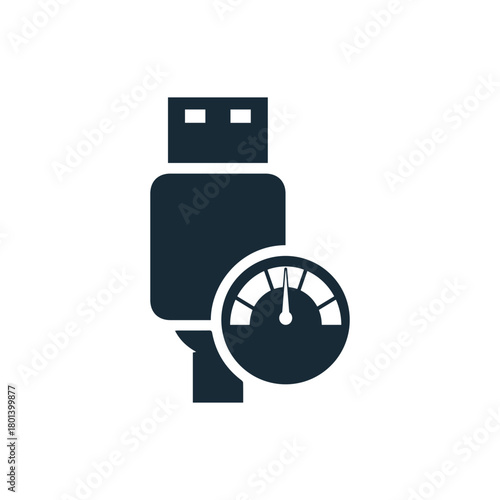 USB Flash Drive with Speed Indicator Vector Icon
