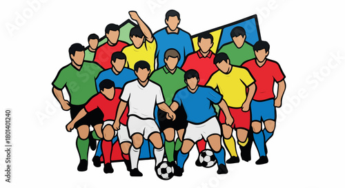 Soccer team portrait with colorful jerseys