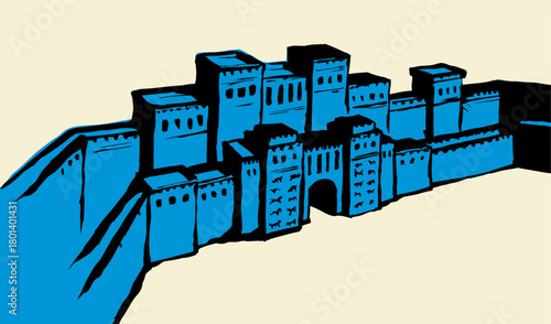 Babylonian Gate. Vector drawing scene