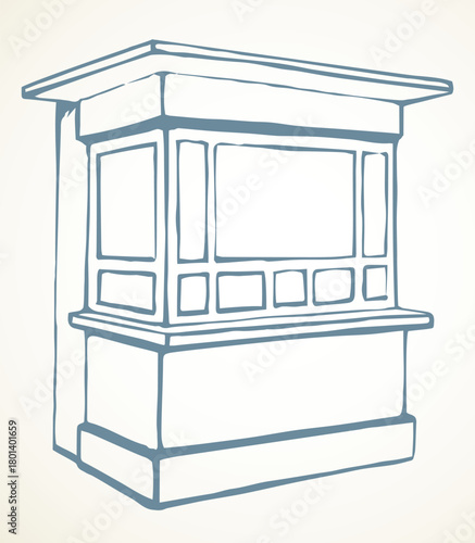 Shop stall. Vector drawing kiosk