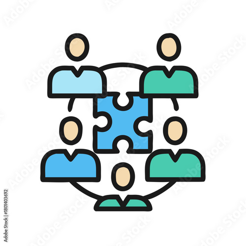 a flat icon of a team collaboration icon for web and graphic design