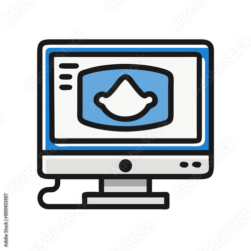 a flat icon of an ultrasound monitor for web and graphic design