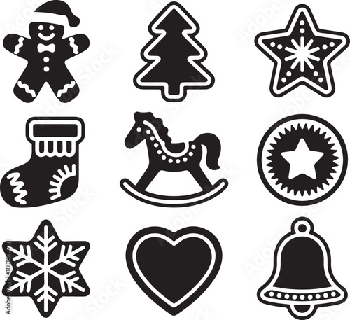 Festive holiday cookies icons for joyful designs