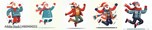 vector of a grandpa jumping happily welcoming Christmas