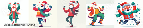 vector of a grandpa dancing to welcome Christmas