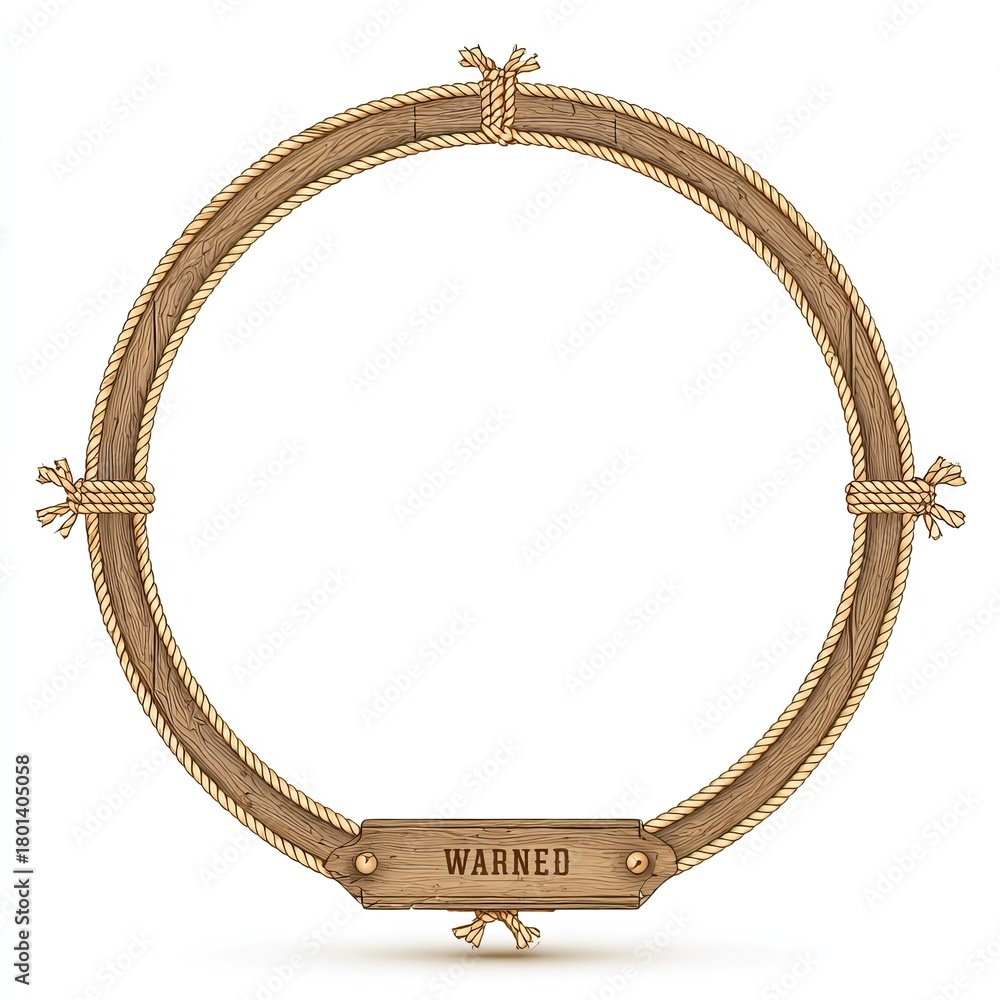 Obraz premium Rustic Western Frame with Rope and Wood Accents for Design Projects.