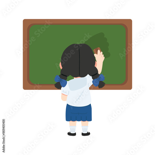 Illustration of Girl Erasing Chalkboard