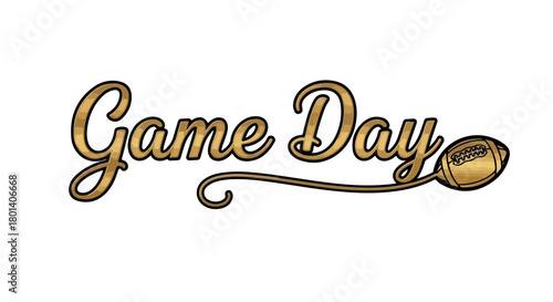 Game day lettering with football and transparent background