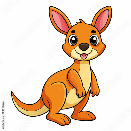 Cute Kangaroo Doodle Coloring Page – Cartoon Animal Character Line Art Illustration