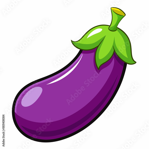 Eggplant Cartoon Vector – Cute Purple Vegetable Icon Illustration