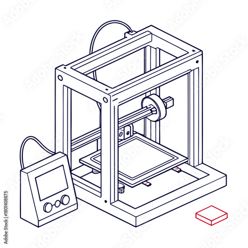 Isometric 3d printer illustration isolated on showcases the technology and innovation in manufacturing and design, highlighting its potential for prototyping