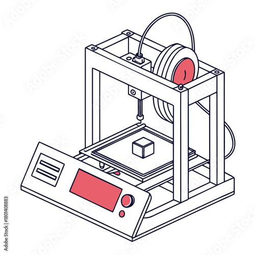 Isometric 3d printer illustration isolated on showcases the technology and innovation in manufacturing and design, highlighting its potential for prototyping