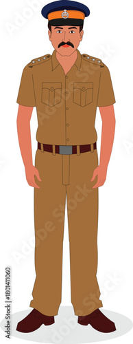 Indian Police character illustration animation ready