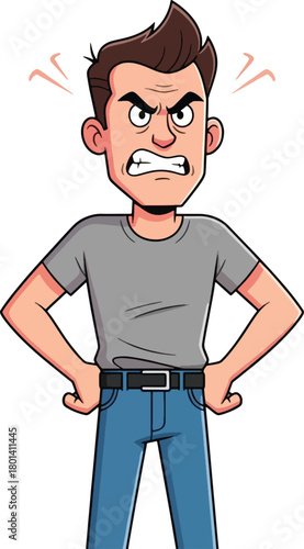 Angry cartoon man with hands on hips